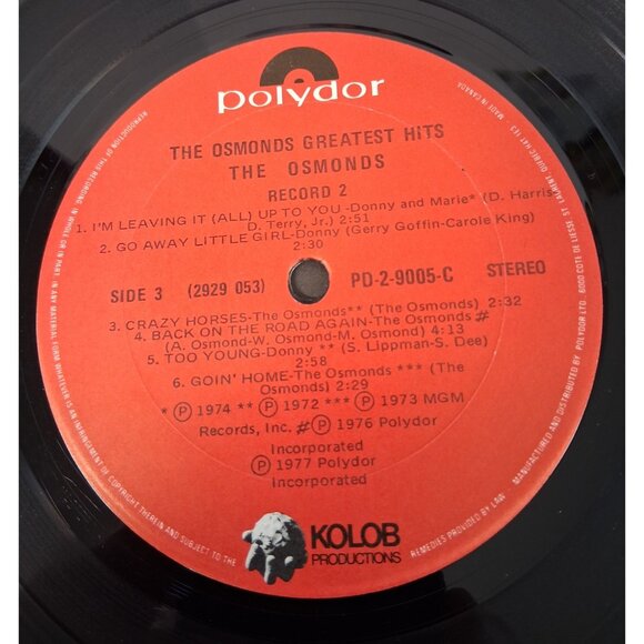The Osmonds Greatest Hits 2 Record Set Vinyl 1977 Gatefold Double PD-2-9005 VG+ - Picture 8 of 17